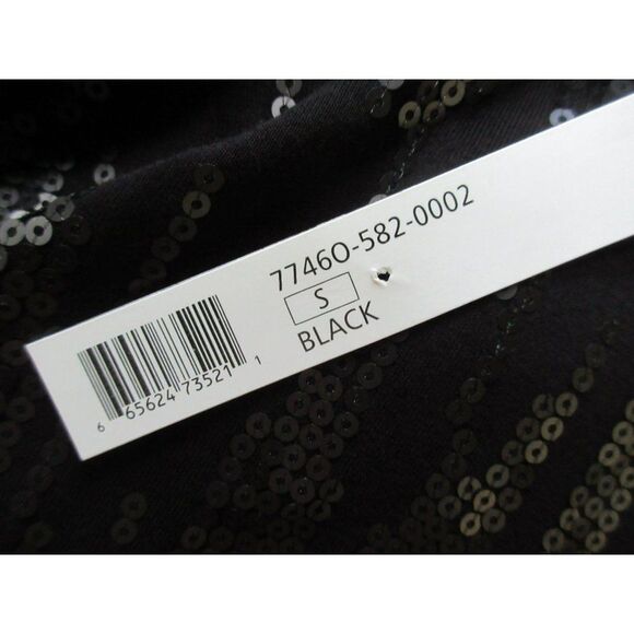 Tribal Black Sequin Front Pullover Tank Top Sz Small Machine Wash Scoop Neck Sle - Picture 7 of 8